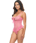 Aubrielle Diamond Mesh Underwire Teddy - Pink