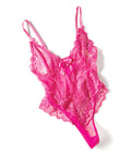 Valentine Lace Teddy w/Bow Details - Rose 1X/2X
