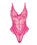 Valentine Lace Teddy w/Bow Details - Rose 1X/2X