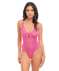 Valentine Lace Teddy w/Bow Details - Rose 1X/2X