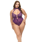 Kennedy Lace and Mesh Teddy - Purple 1X