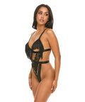 Annika Open Cup Teddy W/Fringe Detail - Black
