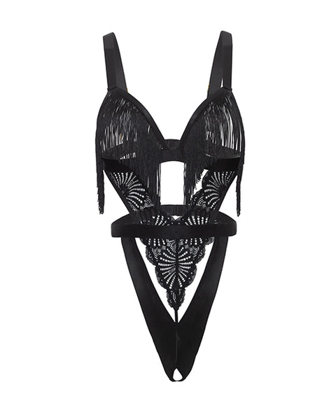 Annika Open Cup Teddy W/Fringe Detail - Black