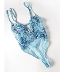 Emilia Floral Embroidered Teddy - Blue 2X