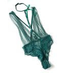 Lucy Lace & Mesh Teddy W/Removable Harness - Green