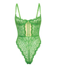 Raine Underwire Shelf Cup Lace Teddy W/Decorative Trim Insert - Green