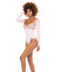 Maria Ribbed Knit & Lace Teddy Crystal Rose