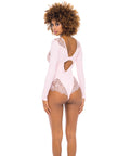 Maria Ribbed Knit & Lace Teddy Crystal Rose