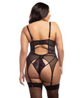 Demi Padded Shelf Cup Merrywidow W/Overlay Lace & Panty Black/Heliotrope