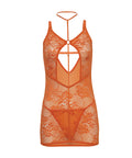 Presley Lace Babydoll W/G-String 2 Pc Set - Dragon Fire Orange