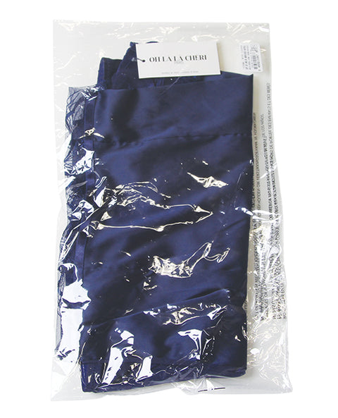 Davina V-Plunge Embroidered Babydoll W/Double Ring Charm - Navy