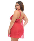 Tiana Lace Babydoll W/Side Slits & Strap Details - Red
