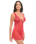 Tiana Lace Babydoll W/Side Slits & Strap Details - Red