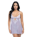 Elsie Lace & Mesh Underwire Babydoll W/G-String 2 Pc Set - Brunnera Blue
