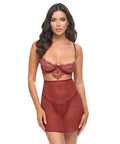 Arielle Unlined Underwire Lace Babydoll W/G-String - Burgundy