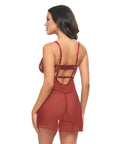 Arielle Unlined Underwire Lace Babydoll W/G-String - Burgundy