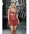 Arielle Unlined Underwire Lace Babydoll W/G-String - Burgundy