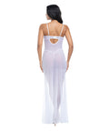 Livia Dot Mesh & Lace Underwire Gown & Garter 2 Pc Set - White