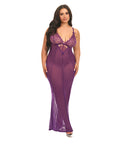 Katana Mesh & Eyelash Lace Gown - Purple