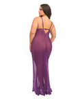 Katana Mesh & Eyelash Lace Gown - Purple