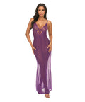 Katana Mesh & Eyelash Lace Gown - Purple