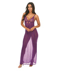 Katana Mesh & Eyelash Lace Gown - Purple