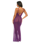 Katana Mesh & Eyelash Lace Gown - Purple