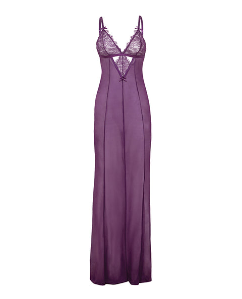 Katana Mesh & Eyelash Lace Gown - Purple