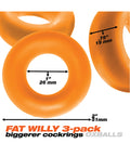Oxballs Fat Willy 3 Pack Jumbo Cock Rings - Orange