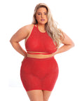 Pink Lipstick Midnight Sun Skirt Set Red