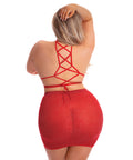 Pink Lipstick Midnight Sun Skirt Set Red