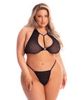 Pink Lipstick The Real Me Bralette & Thong Black