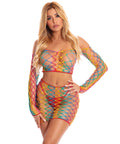 Pink Lipstick Pot Of Gold Skirt Set Rainbow