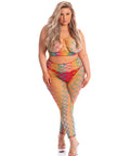 Pink Lipstick Roy G. Biv 2 Pc Bodystocking Rainbow