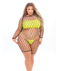 Pink Lipstick Dance With Me Large Fishnet Romper, Bandeau Top & G-String