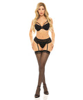 Pink Lipstick Come To Me Bra, Garter Belt & G-String Black