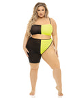 Pink Lipstick Block You Out Bandeau & Bottom Black/Yellow