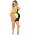 Pink Lipstick Block You Out Bandeau & Bottom Black/Yellow