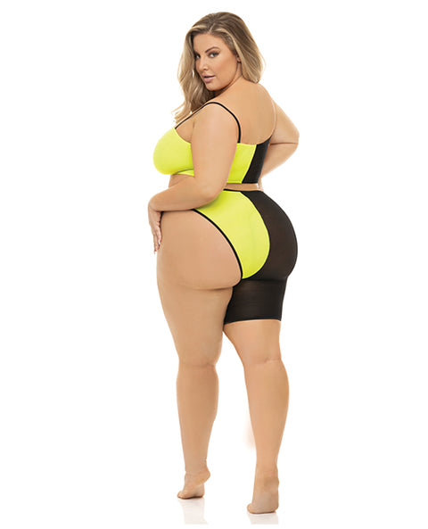 Pink Lipstick Block You Out Bandeau & Bottom Black/Yellow