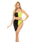 Pink Lipstick Block You Out Bandeau & Bottom Black/Yellow