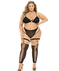 Pink Lipstick Want You Now Bra, Panty & Stockings Black