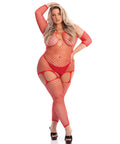 Pink Lipstick In My Head Net Bodystocking Red