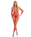 Pink Lipstick In My Head Net Bodystocking Red