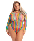 Pink Lipstick More Color Long Sleeve Bodysuit Rainbow
