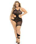 Pink Lipstick Show You How Cut Out Bodystocking Black