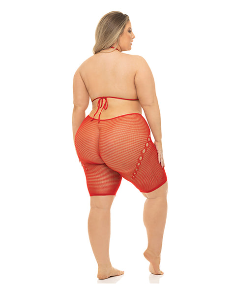 Pink Lipstick Fill Me In Bodystocking Red