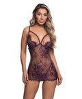 Heart Stop Underwire Lace Chemise W/G-String - Purple