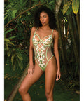 Daisy Tease Embroidered Daisy Lace Teddy W/Crisscross Details - Green