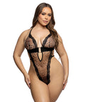 Corporate Crush Mesh & Lace Teddy - Leopard