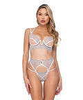 Holiday Snow Queen Metallic Snowflake Embroidered Bra & High Waisted Thong Blue/White